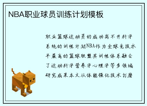 NBA职业球员训练计划模板
