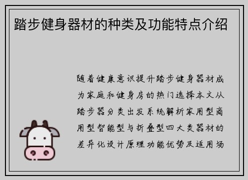 踏步健身器材的种类及功能特点介绍