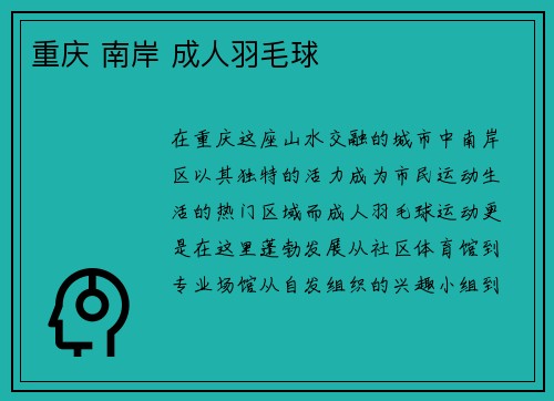 重庆 南岸 成人羽毛球